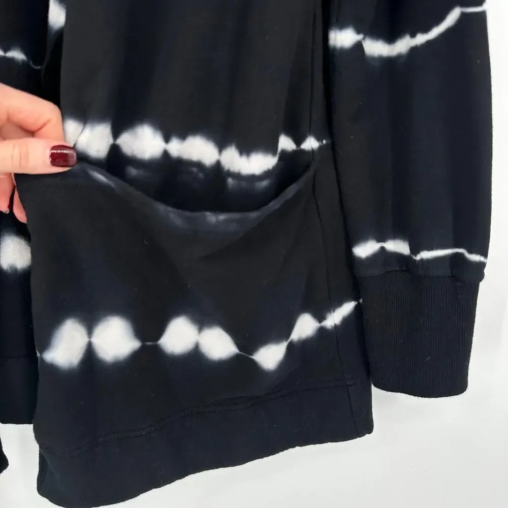 Bass Tie Dye Open Front Cardigan Draped Pocket Sweater Sweatshirt Boho - Picture 4 of 10